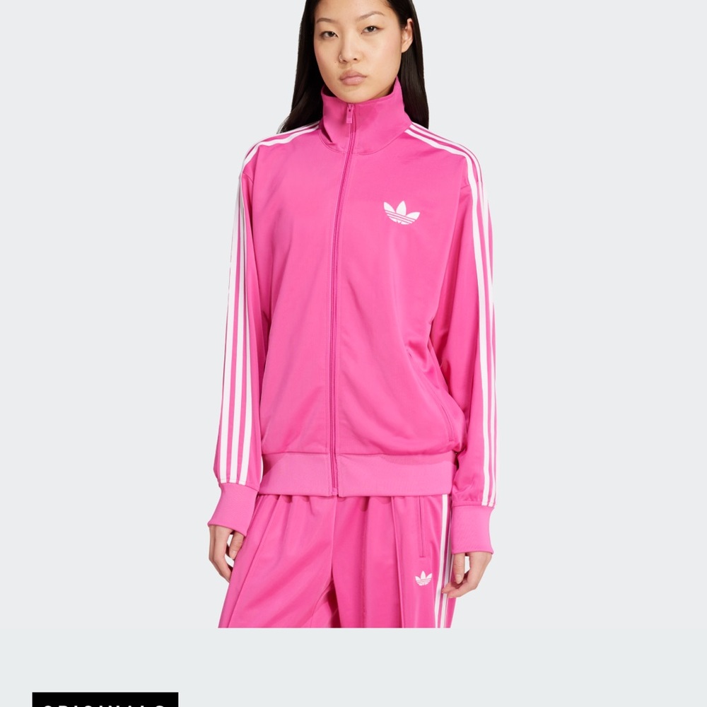 Adidas Bold Pink Track jacket with White Stripes